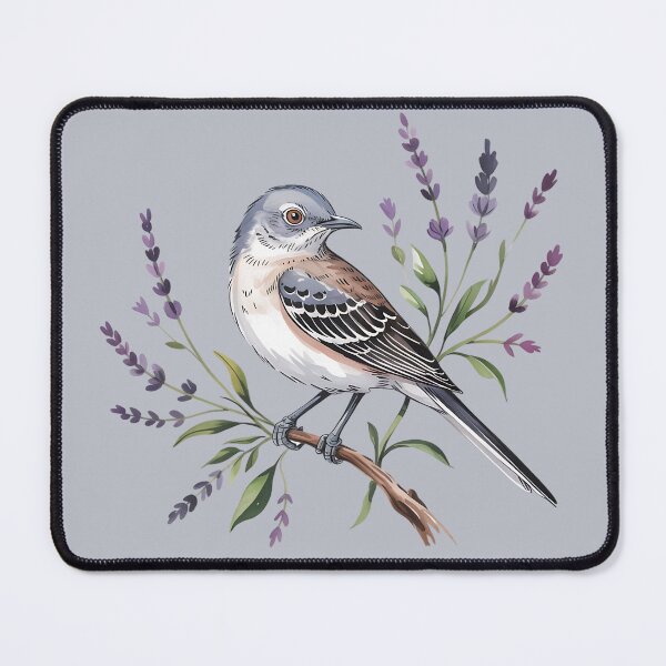 Item preview, Charming Northern Mockingbird Among Wildflowers designed and sold by BirdsnStuff.