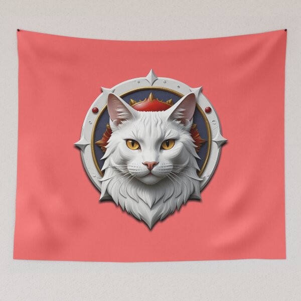 Item preview, WHITE CAT SHIELD (#FF6666) designed and sold by Marlon Oseguera.