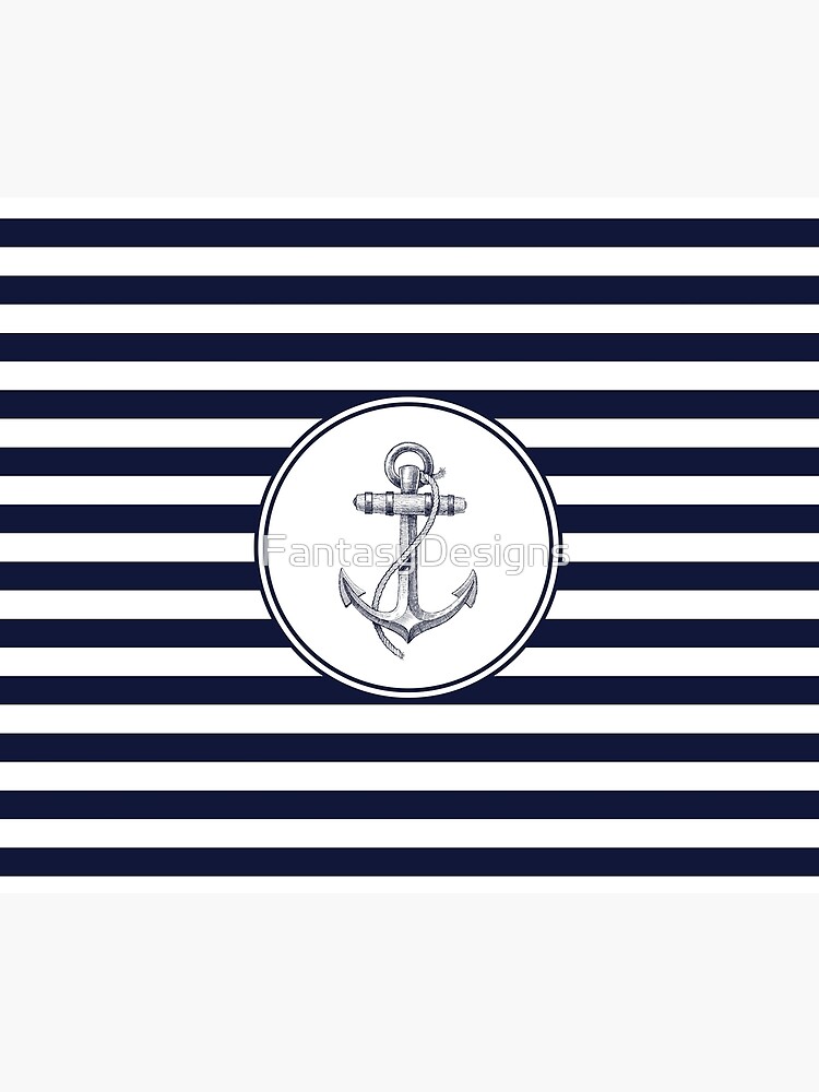 Anchor and Navy Blue Stripes by FantasyDesigns