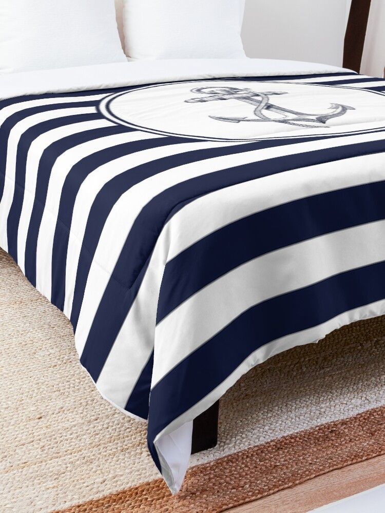 Alternate view of Anchor and Navy Blue Stripes Comforter