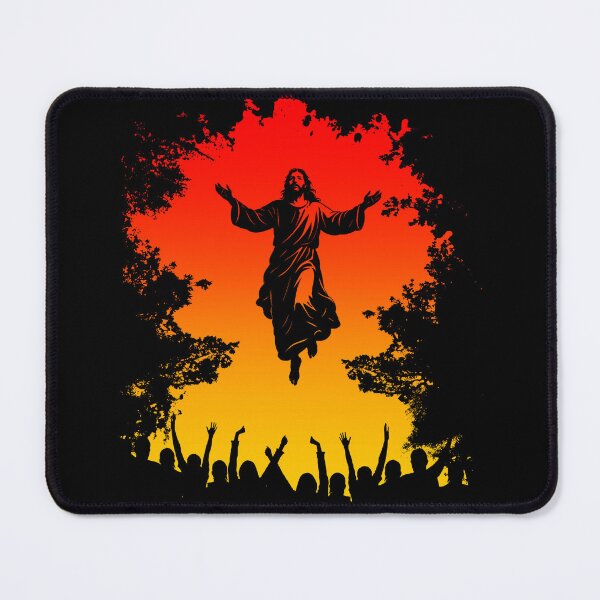 Item preview, Ascension Day Resurrection– Jesus Christ Rising Before the People Silhouette | Negative Trees image Orange Yellow designed and sold by ZechJohnRB.