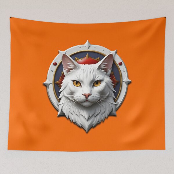 Item preview, WHITE CAT SHIELD (#FF6600) designed and sold by Marlon Oseguera.