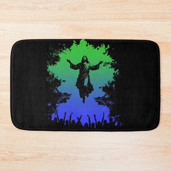 Item preview, Ascension Day Resurrection– Jesus Christ Rising Before the People Silhouette | Negative Trees image Blue & Green designed and sold by ZechJohnRB.