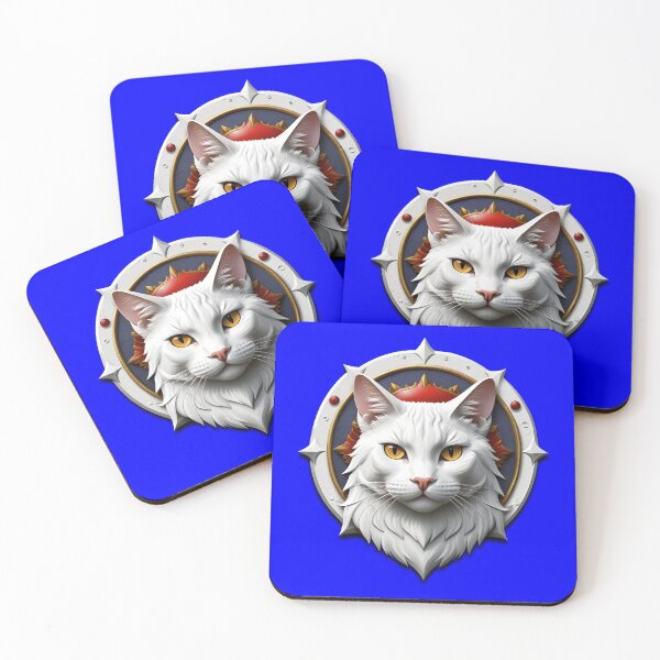 Item preview, WHITE CAT SHIELD (#0000FF) designed and sold by Marlon Oseguera.