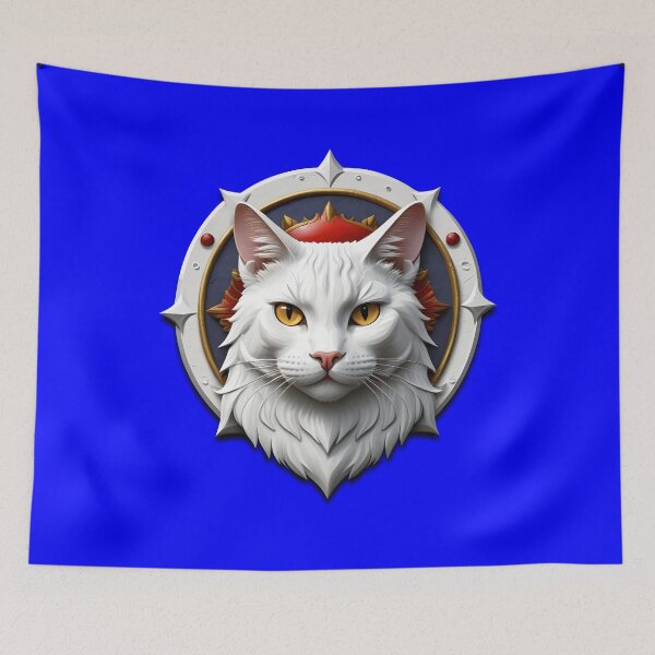 Item preview, WHITE CAT SHIELD (#0000FF) designed and sold by Marlon Oseguera.