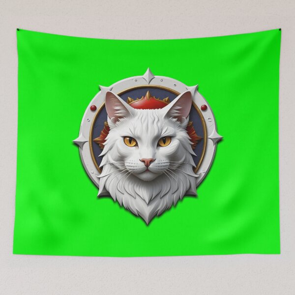 Item preview, WHITE CAT SHIELD (#00FF00) designed and sold by Marlon Oseguera.