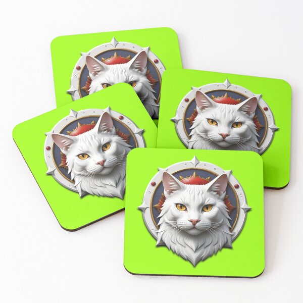 Item preview, WHITE CAT SHIELD (#99FF00) designed and sold by Marlon Oseguera.