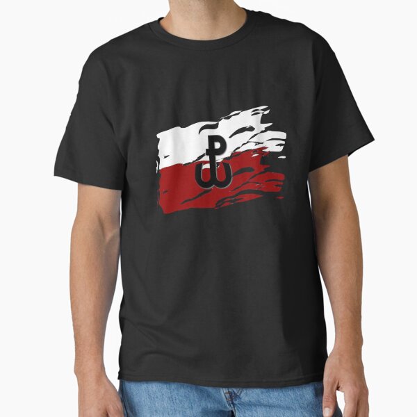 Vista previa del artículo con la obra «Camiseta patriota con el símbolo del Levantamiento de Varsovia de 1944 y la bandera polaca de la Resistencia», diseñado y vendido por BestDetailer.