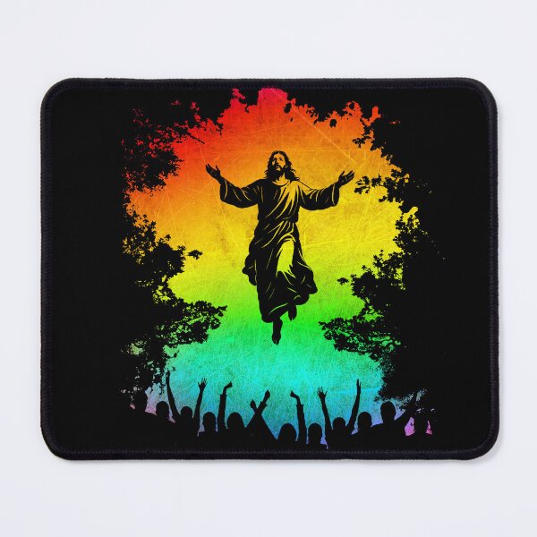 Item preview, Ascension Day Resurrection– Jesus Christ Rising Before the People Silhouette | Negative Trees image rainbow color designed and sold by ZechJohnRB.