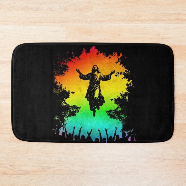 Item preview, Ascension Day Resurrection– Jesus Christ Rising Before the People Silhouette | Negative Trees image rainbow color designed and sold by ZechJohnRB.