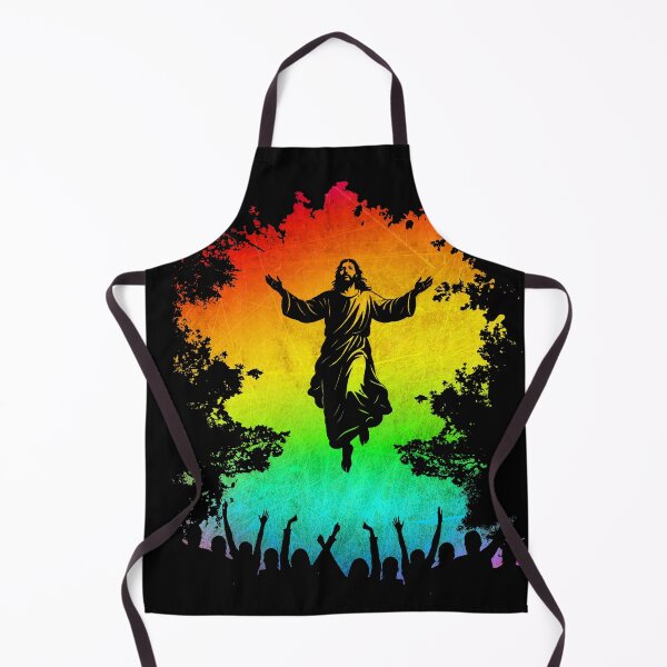 Item preview, Ascension Day Resurrection– Jesus Christ Rising Before the People Silhouette | Negative Trees image rainbow color designed and sold by ZechJohnRB.