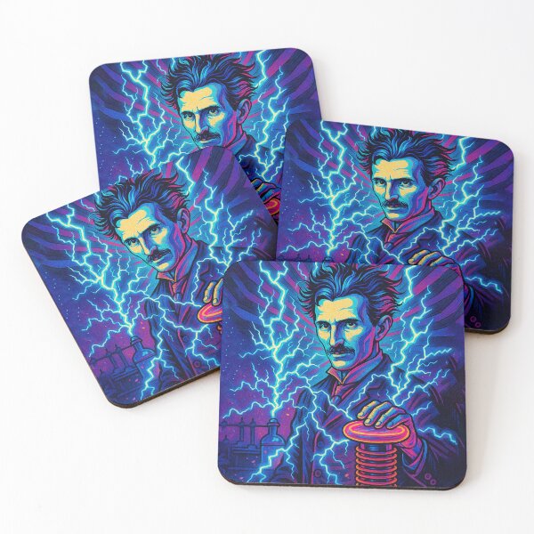 Item preview, Pop Art Nikola Tesla Portrait – Neon Electricity Inspired Design designed and sold by PrometheusStyle.