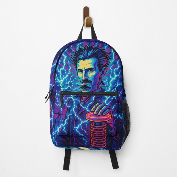 Item preview, Pop Art Nikola Tesla Portrait – Neon Electricity Inspired Design designed and sold by PrometheusStyle.