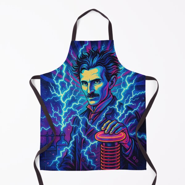 Item preview, Pop Art Nikola Tesla Portrait – Neon Electricity Inspired Design designed and sold by PrometheusStyle.