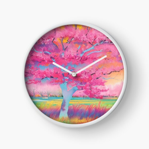 Cherry Blossoms, Pop Art Clock