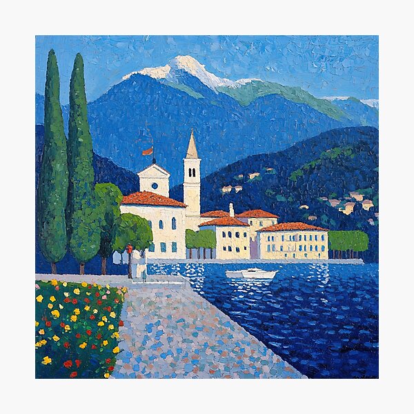 Item preview, Lake Como | Post-impressionist painting style designed and sold by ComicsFactory.