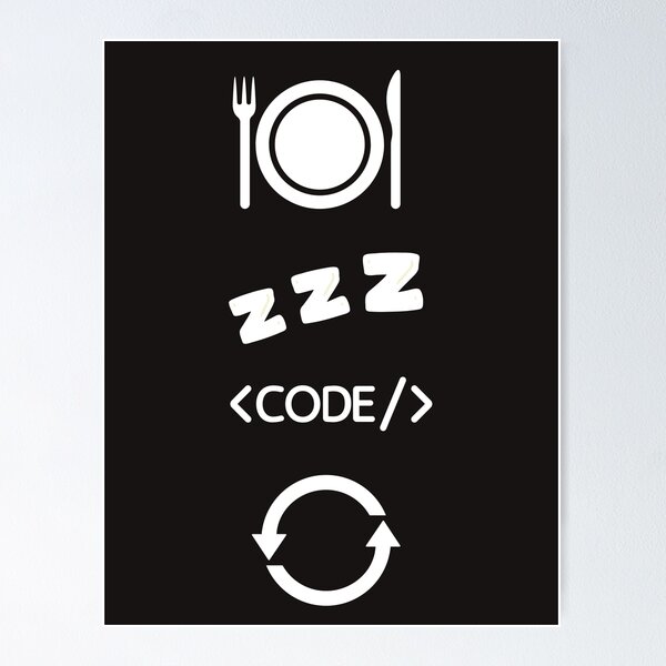 Artikel-Vorschau von Eat Sleep Code Repeat | Lustiges Programmierer-Lifestyle-Zitat, designt und verkauft von Simple Art.