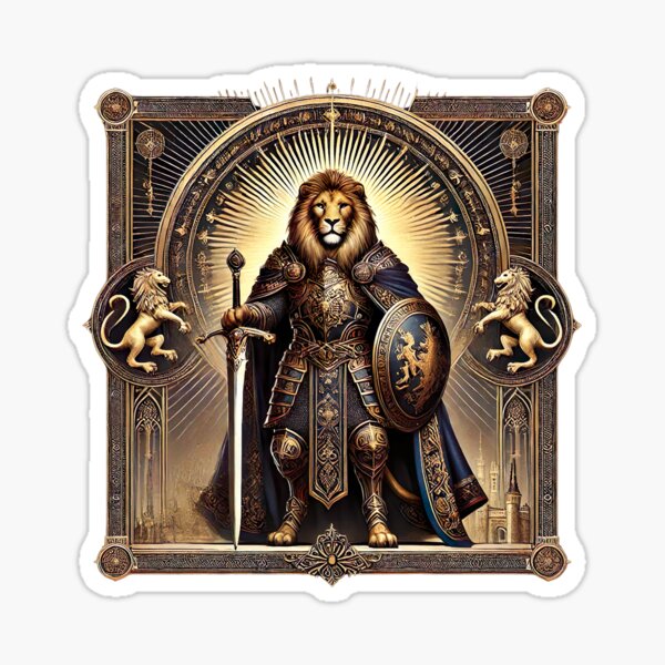 Vista previa del artículo con la obra «Íconos de la moda de pieles, león medieval», diseñado y vendido por Tiszert.
