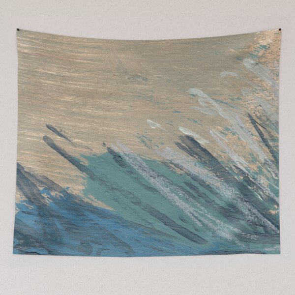 Item preview, "Guarded Ground" - Abstract Painting Blue Tan  designed and sold by pngrktes-art.