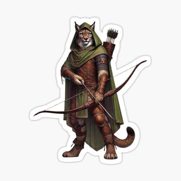 Vista previa del artículo con la obra «Las flechas me aman, lince arquero, animal medieval», diseñado y vendido por Tiszert.