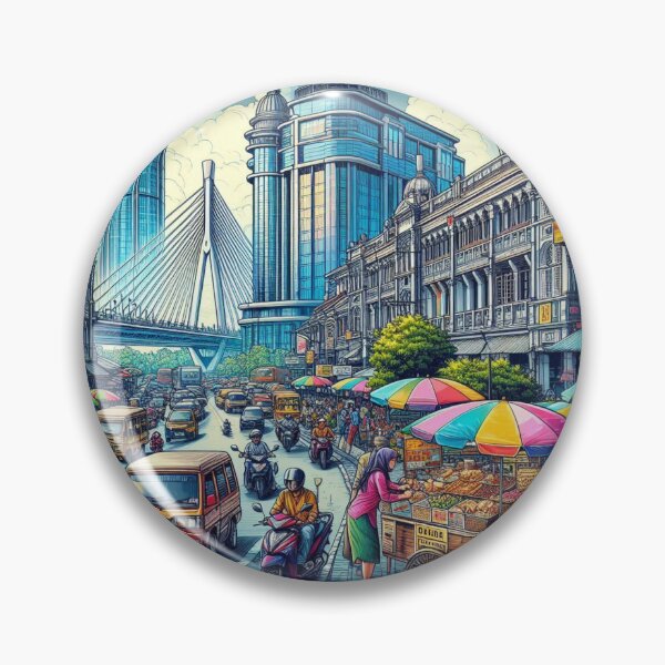 Item preview, Surabaya City Market Design – Vibrant AI Illustration for Clothing, Accessories & Indonesian Urban Travel-Inspired Fashion designed and sold by knalpot-design.