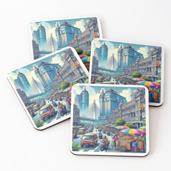 Item preview, Surabaya City Market Design – Vibrant AI Illustration for Clothing, Accessories & Indonesian Urban Travel-Inspired Fashion designed and sold by knalpot-design.