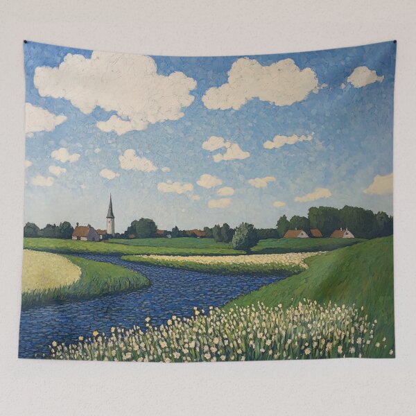 Item preview, Netherlands landscape | Post-impressionist painting style designed and sold by ComicsFactory.