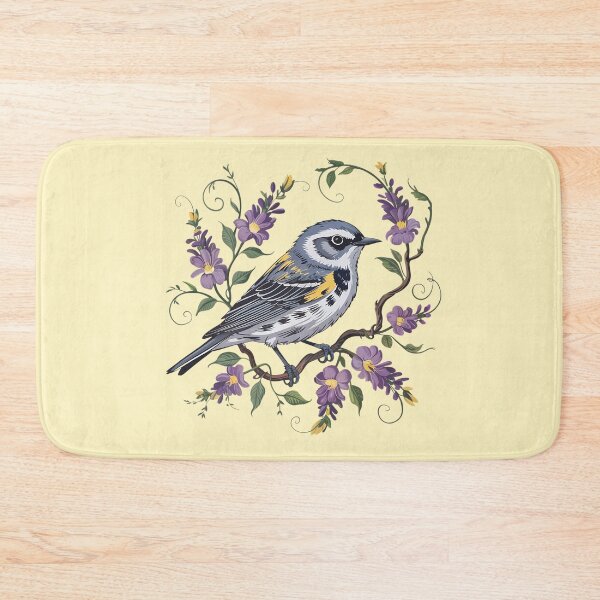 Item preview, Yellow-Rumped Warbler Surrounded by Lavender Blooms designed and sold by BirdsnStuff.