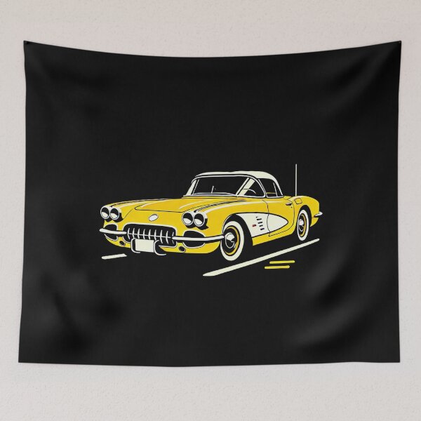 Aperçu de l'œuvre Corvette jaune 58 créée et vendue par TheArtOfCar.