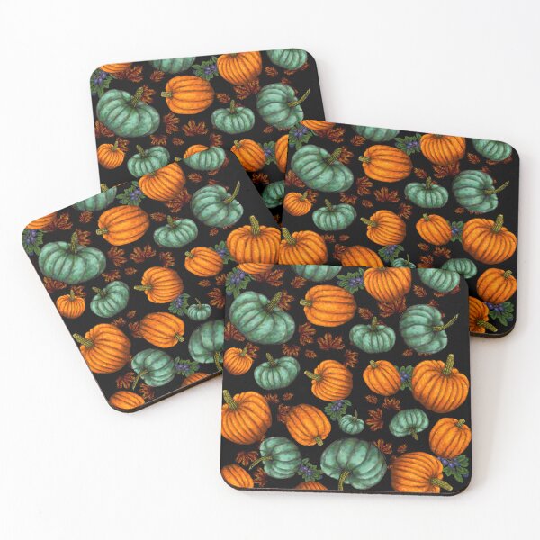 Item preview, Pattern of Pumpkins, Plums, and Autumn Leaves designed and sold by Scribblebard.