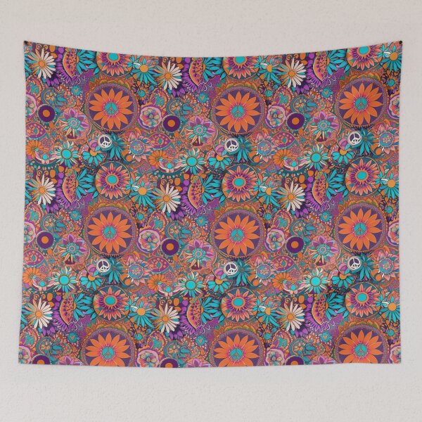 Item preview, Psychedelic Floral Vibes – 60s 70s Inspired Trippy Pattern Art designed and sold by Arte Zen.