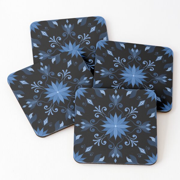 Item preview, Ornamental floral tile black designed and sold by Aakanksha97.