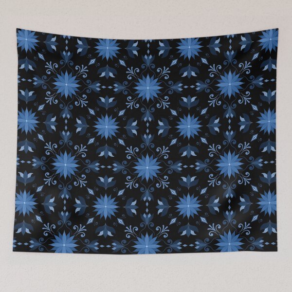 Item preview, Ornamental floral tile black designed and sold by Aakanksha97.