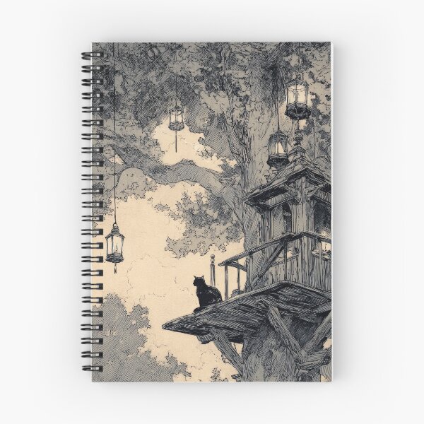 Item preview, Black Cat Perched on a Treehouse in the Night designed and sold by TeeTribeWear.
