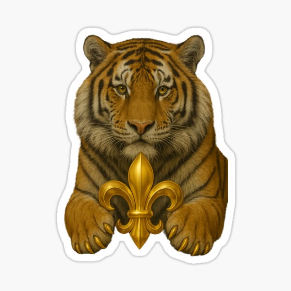 Item preview, Tiger holding a fleur de lis designed and sold by Lone Fleur Goods.