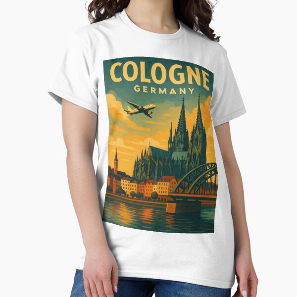 Item preview, Traveling COLOGNE Germany - Vintage Poster and Greeting Card designed and sold by Polygonist.