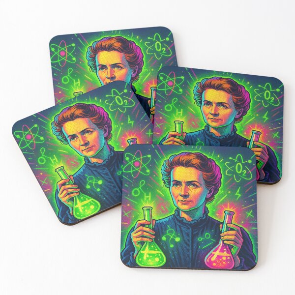 Item preview, Marie Curie Pop Art Portrait – Neon Green Radioactive Science Theme designed and sold by PrometheusStyle.