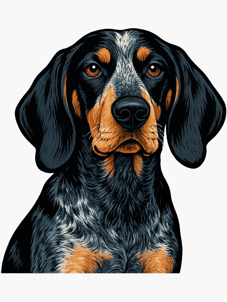 Thumbnail 3 of 3, Sticker, Bluetick Coonhound - Loyal Eyes Vintage Portrait designed and sold by Ironzoulz.