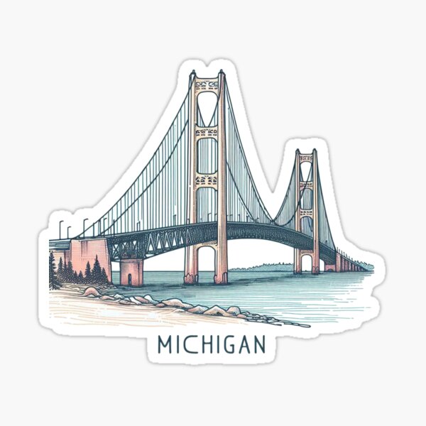 Item preview, Michigan USA Minimalist Watercolor Cityscape | Cute Nature & Landmark Sketch Design, designed and sold by PaintMeWorld.