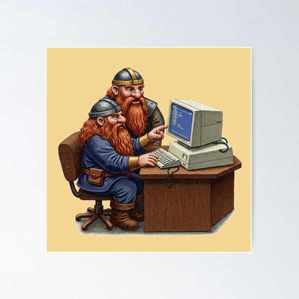 Artikel-Vorschau von Fantasy Zwerge Alter Computer, designt und verkauft von 1artcolor.