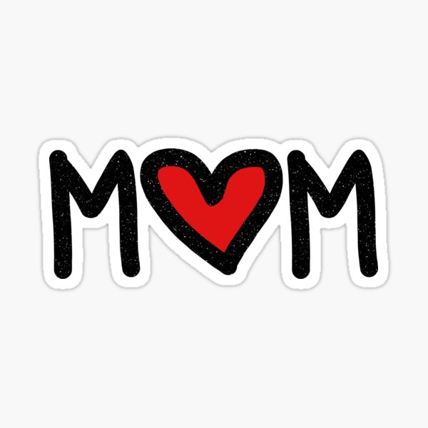 Mom, Red Heart Love Simple Cute Sticker