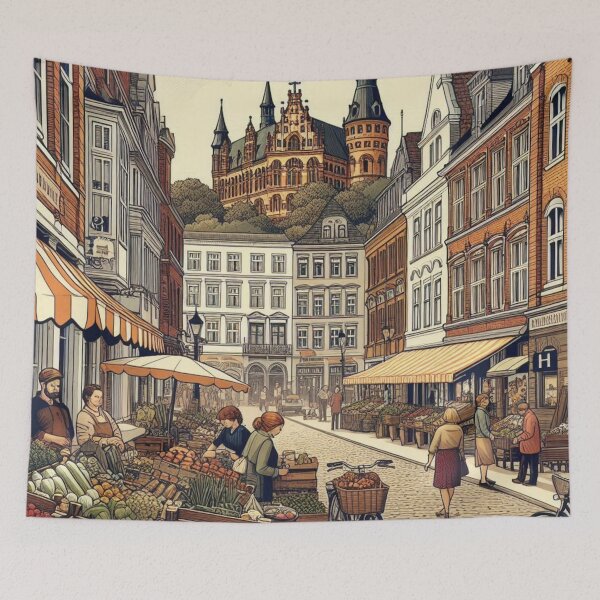 Item preview, Harburg Traditional Market Scene Design – Perfect for Hamburg Lovers, Travel Style, Clothing, and Accessories designed and sold by knalpot-design.
