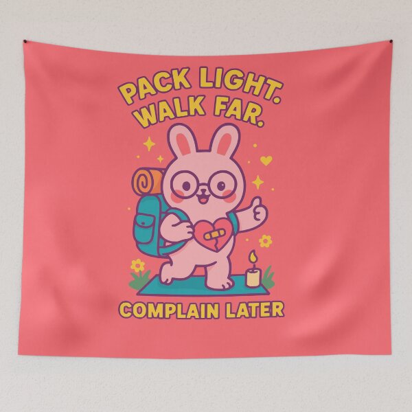 Item preview, Pack Light Bunny – Funny Hiking Quote Adventure Art designed and sold by Cheeky Companions.