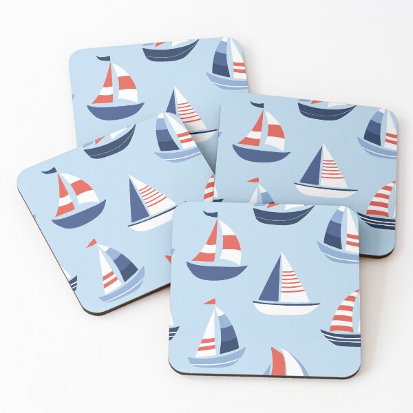 Item preview, Sailboats in the distance - Blue and Orange designed and sold by Zorana Stevanovic.