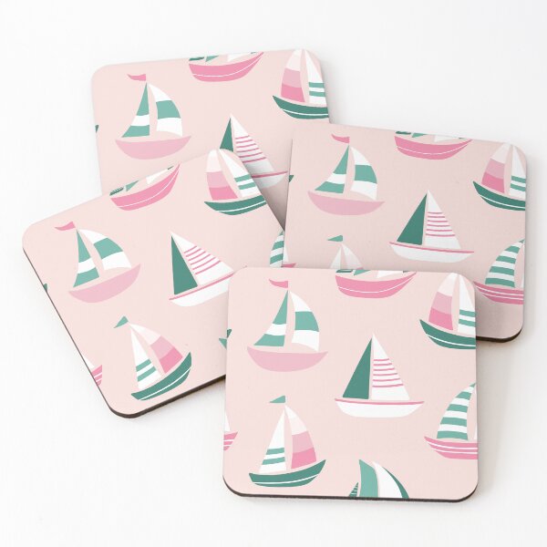 Item preview, Sailboats in the distance - Light Pink and Mint designed and sold by Zorana Stevanovic.