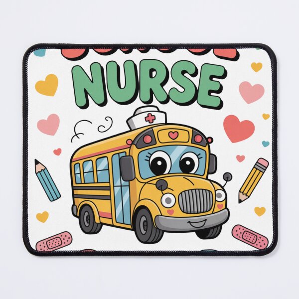 Item preview, School Nurse Squad – Cute Cartoon School Bus with Nurse Cap & School Health Design designed and sold by Giuggimade.