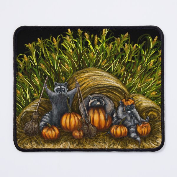 Item preview, Raccoons Playing with Pumpkins in a Cornfield designed and sold by Scribblebard.