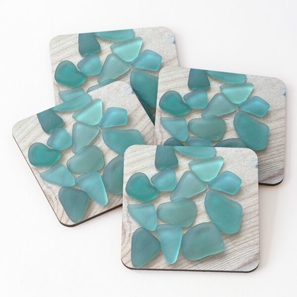 Item preview, Teal seaglass on wood designed and sold by Jums-Med.