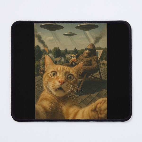 Item preview, Cat Selfie UFO Bigfoot Sasquatch designed and sold by TomFrontierArt.