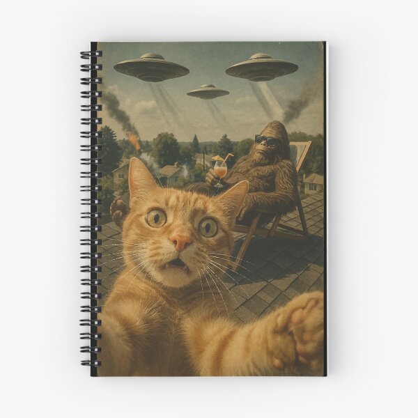 Item preview, Cat Selfie UFO Bigfoot Sasquatch designed and sold by TomFrontierArt.